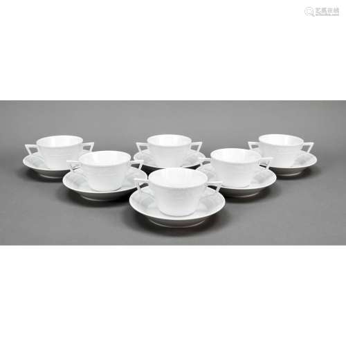 Six soup cups with saucer, KPM Be