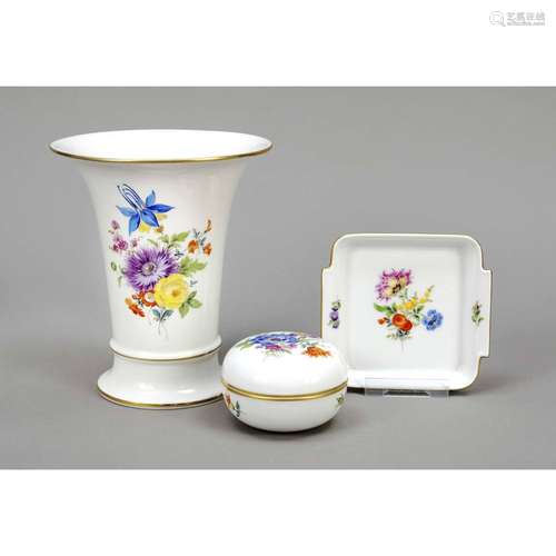 Three ornamental pieces, Meissen,