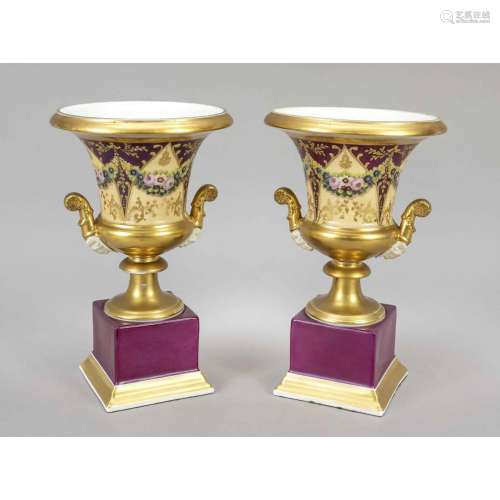 Pair of Empire style crater vases