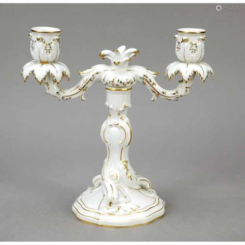Two-flame candelabrum, Meissen, a