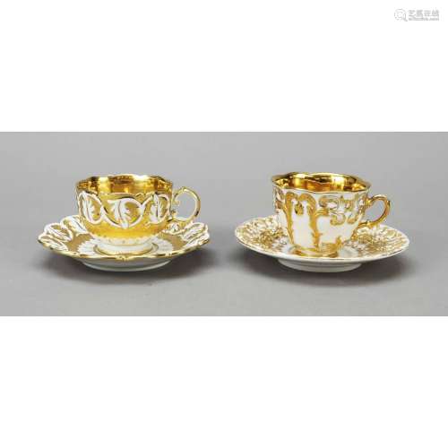 Two ceremonial cups with saucers,