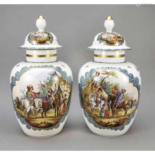 Pair of lidded vases in the style