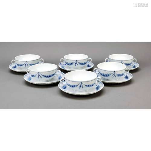 Six soup cups with saucers, Bing