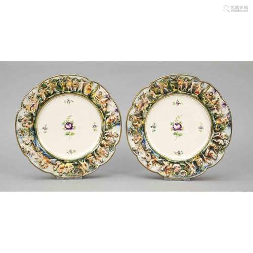 Two plates, Capodimonte, Italy, d