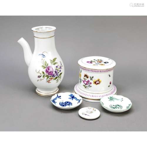 Set of four pieces, 3x Meissen, 1