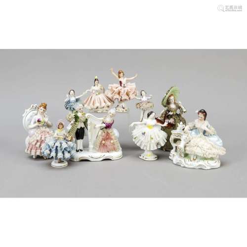 10 porcelain figures, tws. Thurin