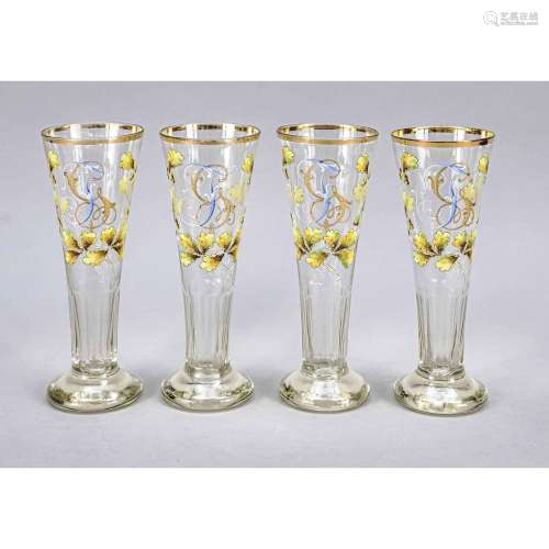Four glasses, early 20th century,