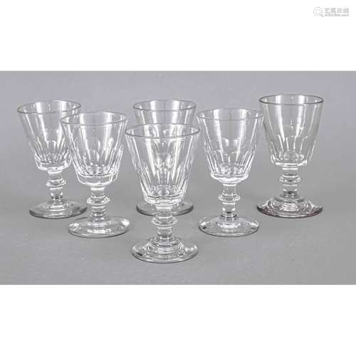 Six liqueur glasses, 19th/20th c.