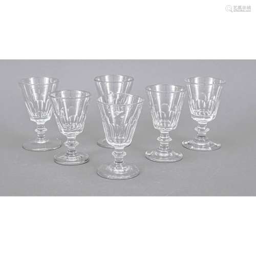 Six liqueur glasses, 19th/20th c.