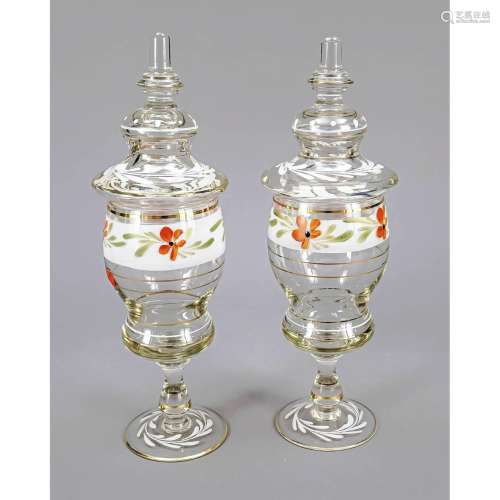 Pair of lidded goblets, 20th c.,