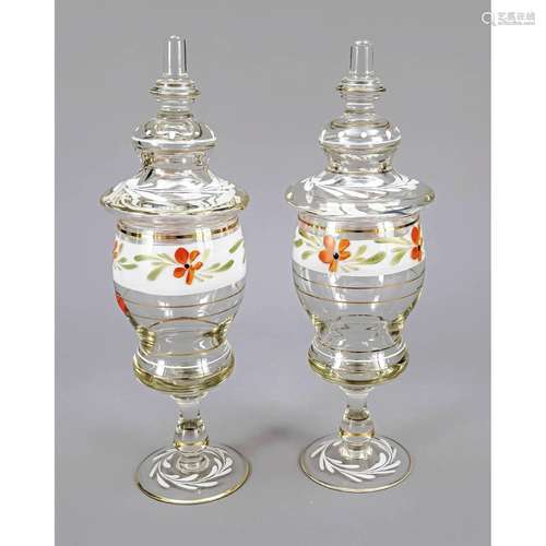 Pair of lidded goblets, 20th c.,