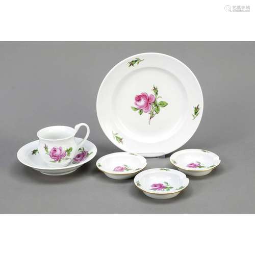 Set Red Rose, 6 pieces, Meissen,