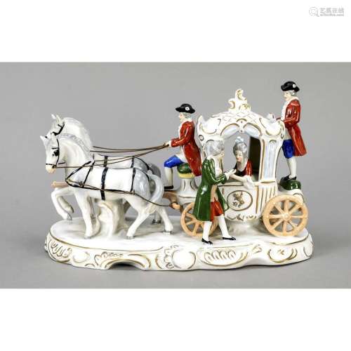 Carriage with two horses, 20th ce