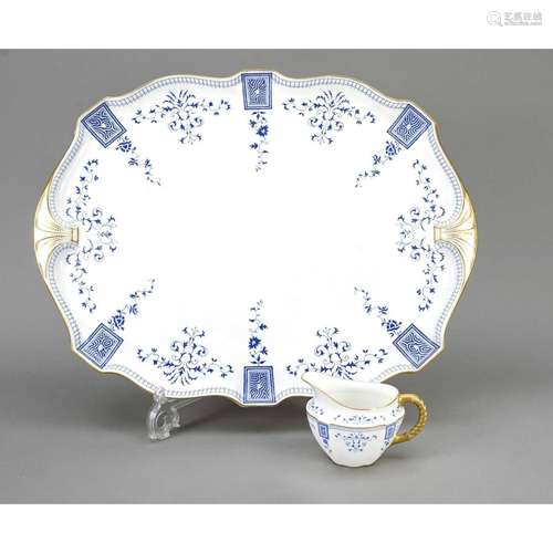 Art Nouveau tray and creamer, Roy