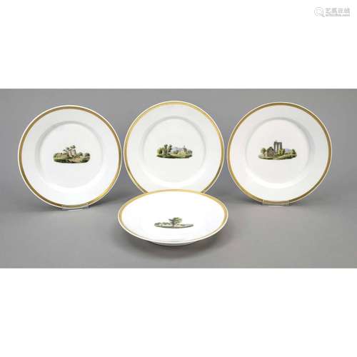 Four view plates, KPM Berlin, mar