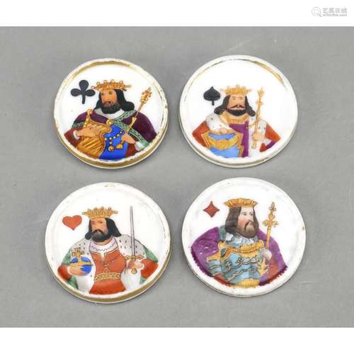 Set of 4 playing card tokens, por