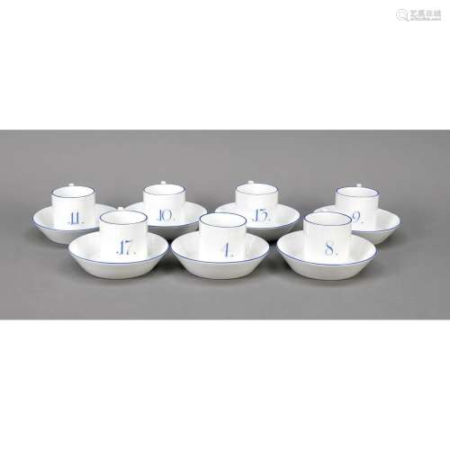 Seven Empire cups with saucer, Me