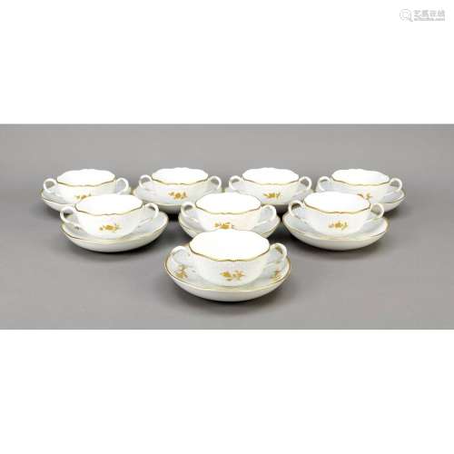 Eight soup cups with saucers, Mei