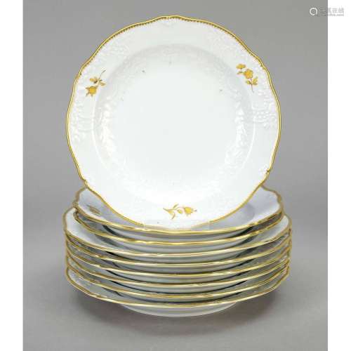 Nine plates, Meissen, marks mostl