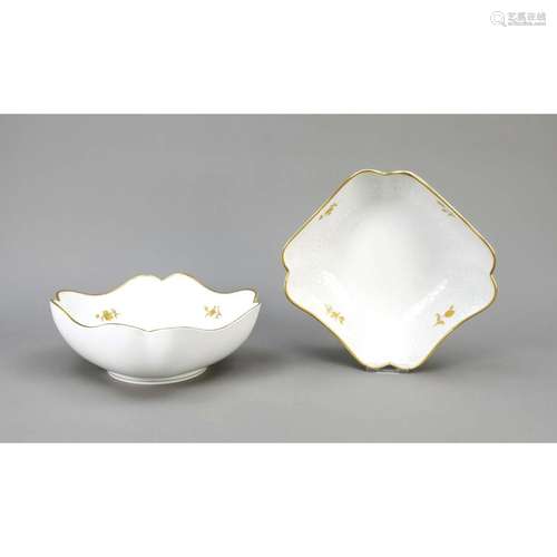 Pair of carré bowls, Meissen, mar