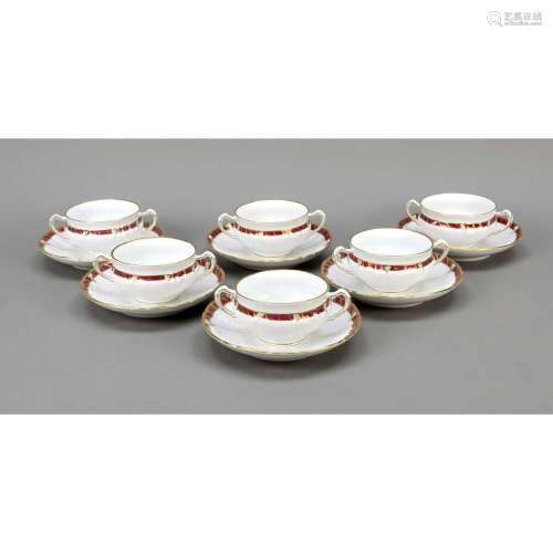 Six soup cups with saucer, KPM Be