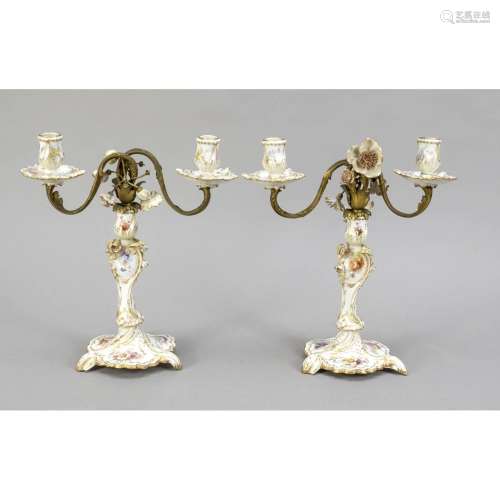Pair of two-armed candlesticks, K