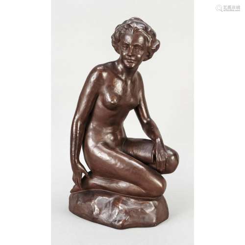 Kneeling female nude, 1930s, unma
