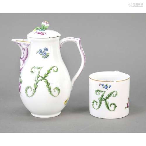 Jug and cup, KPM Berlin, c. 1780,