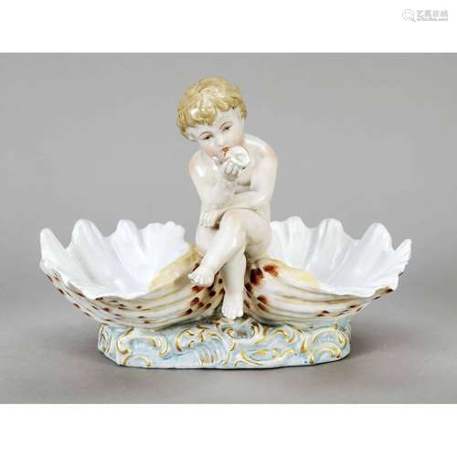 Figural bowl, 20th c., putto sitt