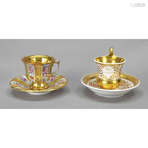 Two Biedermeier cups, w. Thuringi