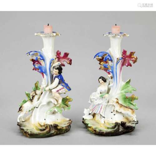 Pair of figural historicism candl