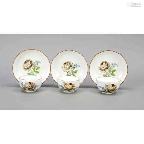 Three tea cups with saucer, Meiss