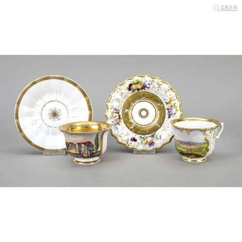 Two historicism view cups, 19th c