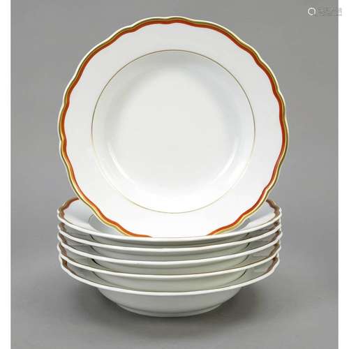 Six soup plates, Meissen, 1970s.