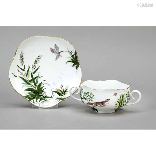 Soup cup with saucer, Meissen, 19