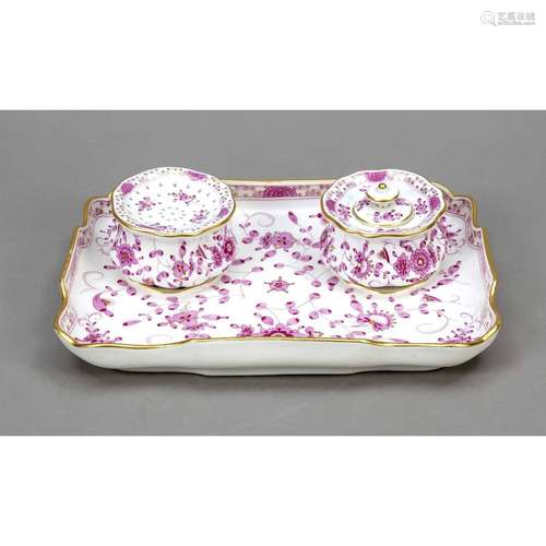 Desk set, 3 pieces, Meissen, Knau