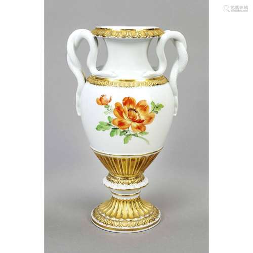 Snake-handled vase, Meissen, mark