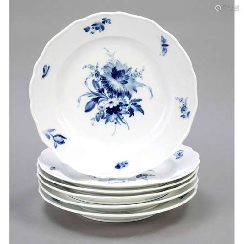 Set of 6 dinner plates, Meissen,