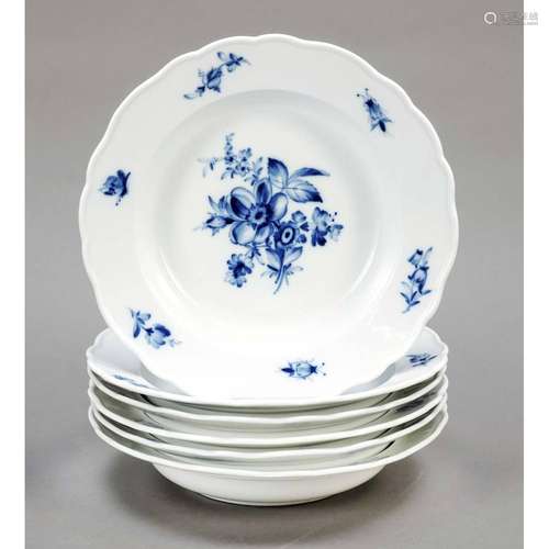 Set of 6 soup plates, Meissen, po