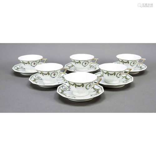 Six tea cups with saucers, Nymphe