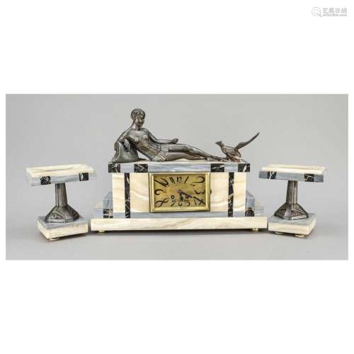 3-piece Art Deco table clock, garu/