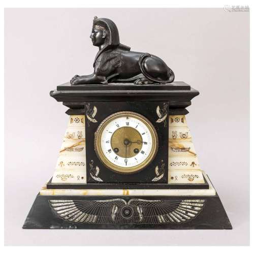 Table clock marble black/beige, 2nd