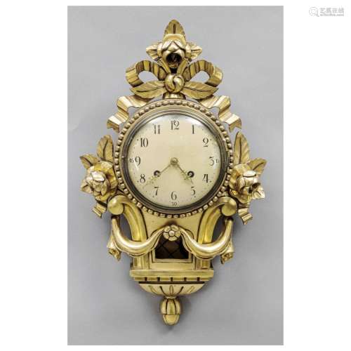 Cartell clock wood leaf gilded, 2.h