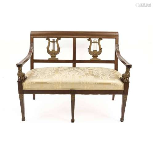 Empire-style bench, 20th c., mahoga