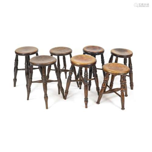 Set of seven stools around 1900, wa