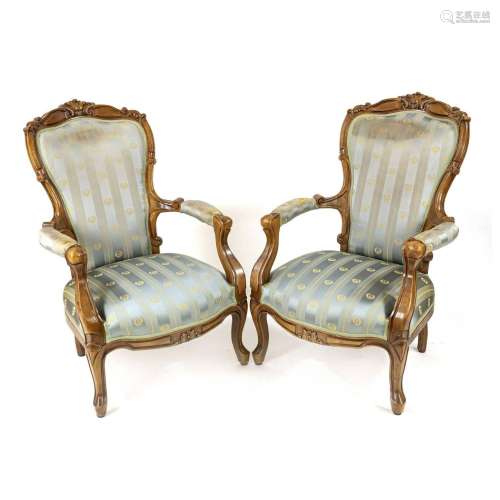 Pair of baroque style armchairs, 20