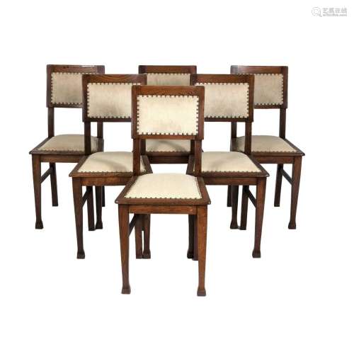 Set of 6 chairs around 1920, solid