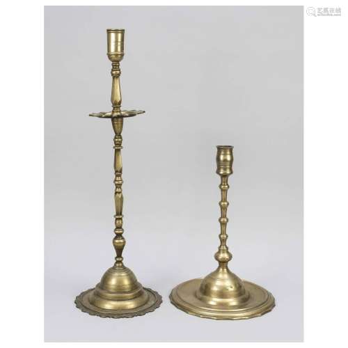 Two large candlesticks, 18th c., b