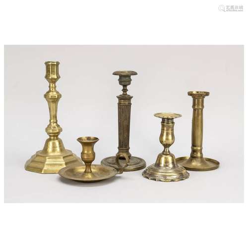 Five candlesticks, 18th/19th c., b