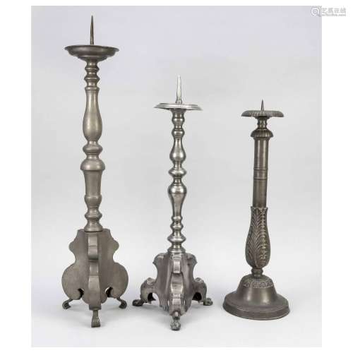 Three large candlesticks, 19th c.,